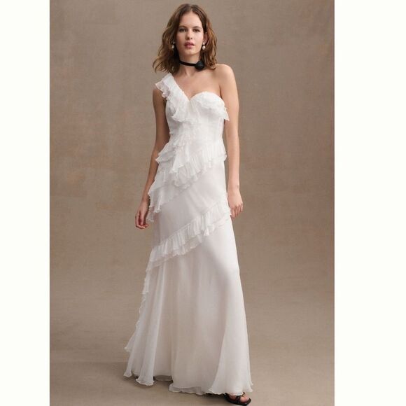 Anthropologie AMUR Harlow Silk One-Shoulder Gown/ size 6 - Picture 1 of 10